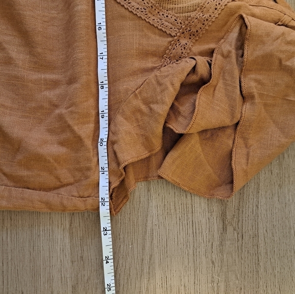 LOVE on a Hanger Burnt Orange Lace Floral Embroidered Short Sleeve Top - Picture 5 of 6